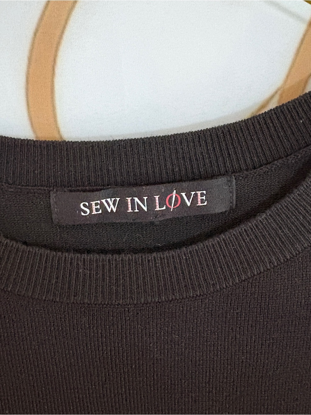 Sew In Love Black Pullover with Cream Graphic Balloon Sleeves - Picture 5 of 5